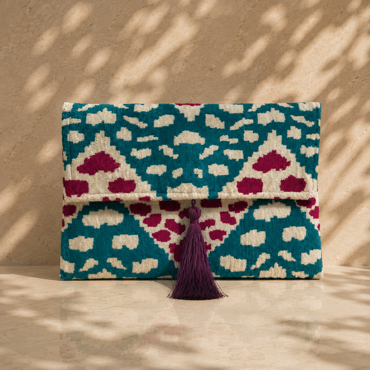 Clutch Velvet Oliva Buganvilla